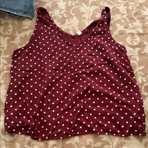Old Navy Burgundy Polka Dot V-Neck Tank